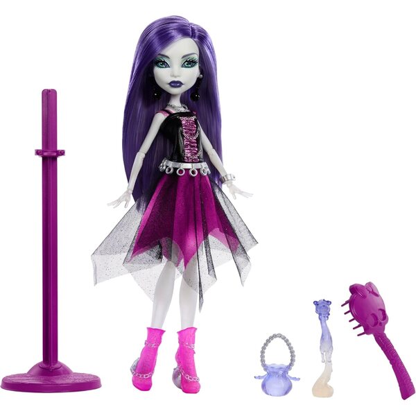Monster High Spectra Vondergeist-Puppe mit Tagebuch, Rhuen-Frettchen und Ständer
