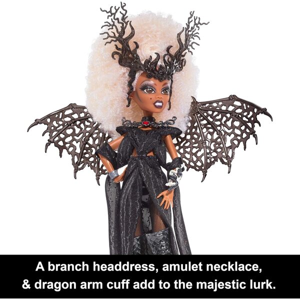 Monster High RuPaul Drag Queen-Sammelpuppe mit glänzendem schwarzem Kleid und Flügeln