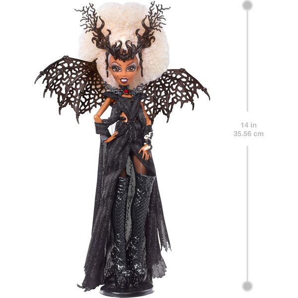 Monster High RuPaul Drag Queen-Sammelpuppe mit glänzendem schwarzem Kleid und Flügeln