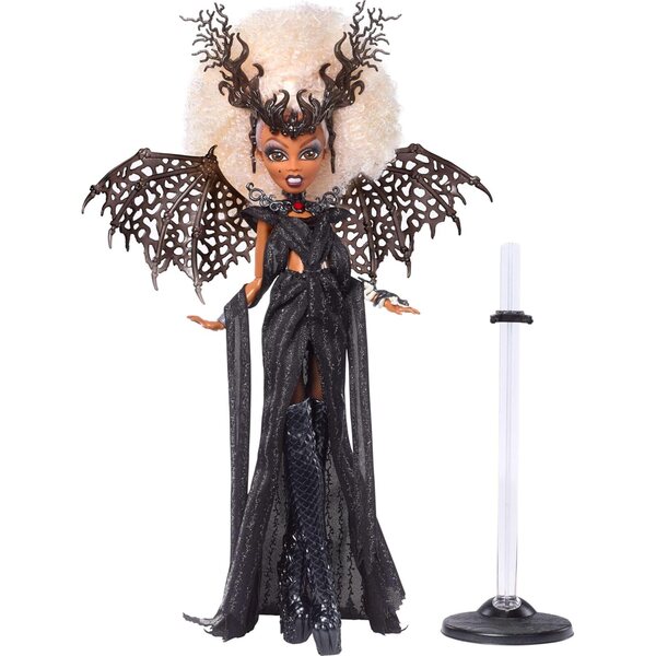Monster High RuPaul Drag Queen-Sammelpuppe mit glänzendem schwarzem Kleid und Flügeln
