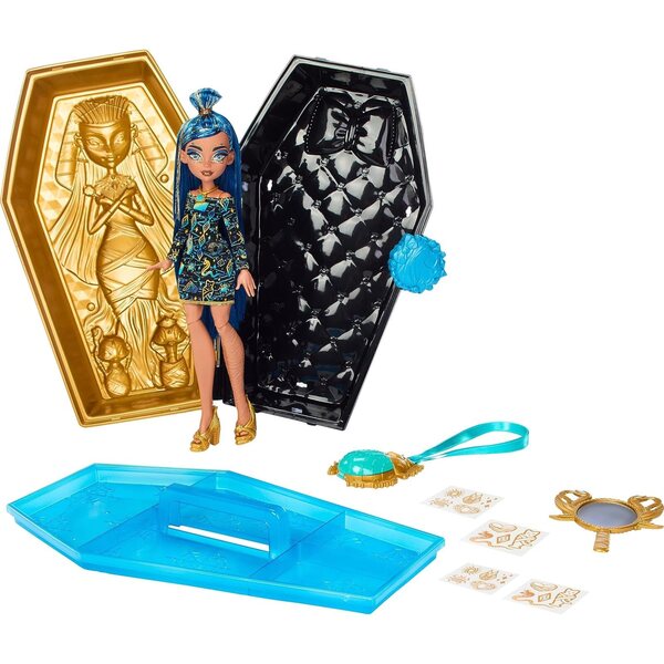 Monster High Cleo De Nile Puppe mit Golden Glam Kit, Tattoos und Halskette für Kinder