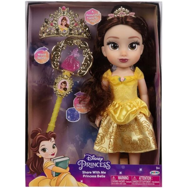 Disney Princess Belle Puppe mit Kleid, Tiara und Überraschungsstab für Kinder