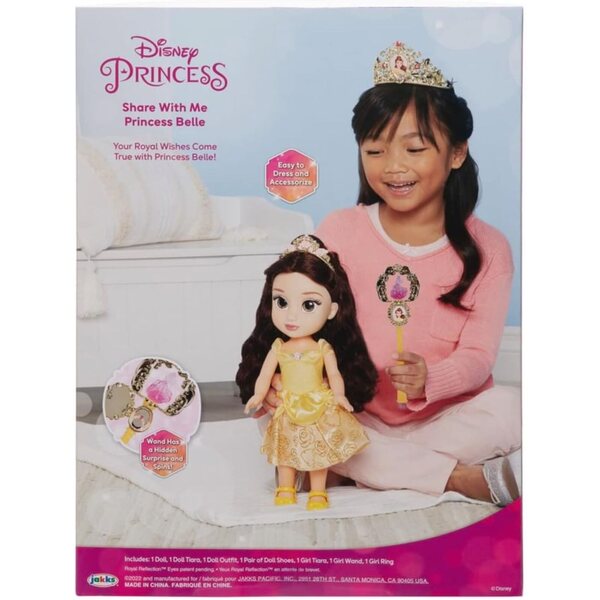 Disney Princess Belle Puppe mit Kleid, Tiara und Überraschungsstab für Kinder