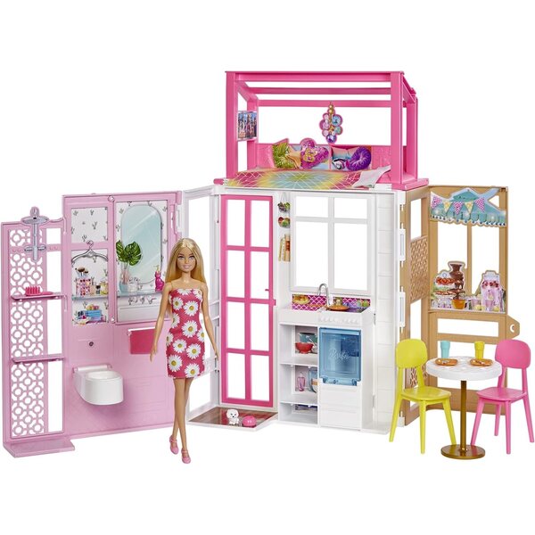 Barbie Dream House mit Puppe und Zubehör – Komplettes Spielset Mattel