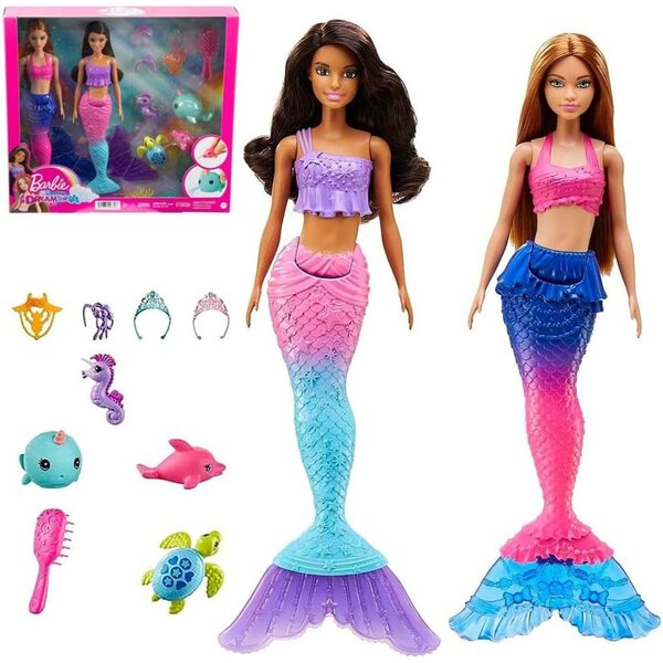 Barbie Dreamtopia Ocean Adventure: Paar Meerjungfrauenpuppen mit Zubehör und Haustieren