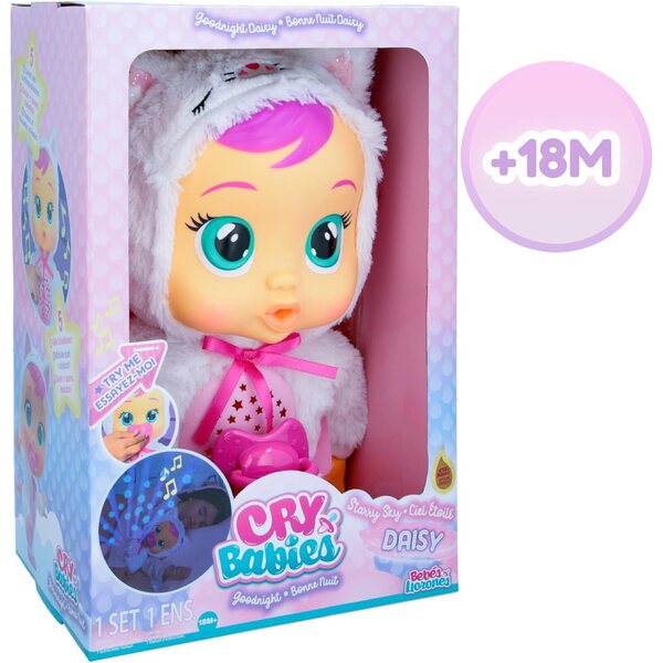 Cry Babies Daisy-Puppe mit Sternenprojektion und Schlafliedern für Kinder ab 18 Monaten