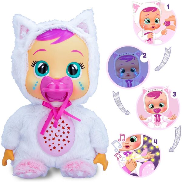 Cry Babies Daisy-Puppe mit Sternenprojektion und Schlafliedern für Kinder ab 18 Monaten