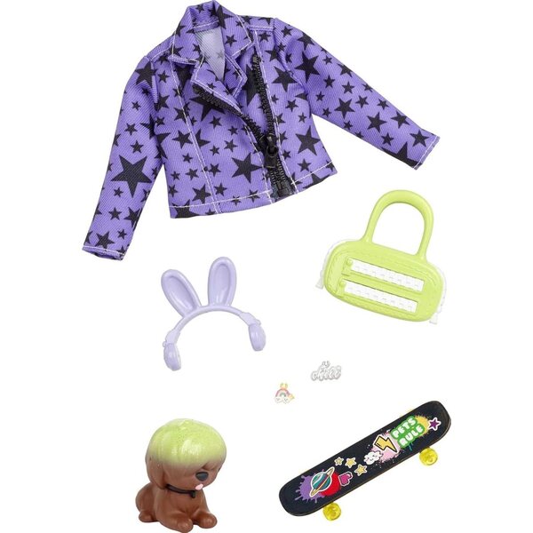 Barbie Extra Tiere und Mode-Set mit 7 Teilen: Welpe, Accessoires und trendiges Outfit