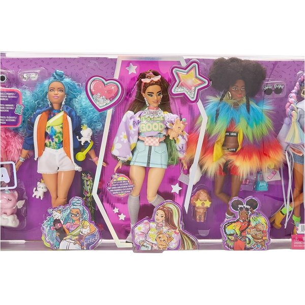 Barbie Extra-Set mit 5 Puppen mit 6 Tieren und 70 Styling-Accessoires