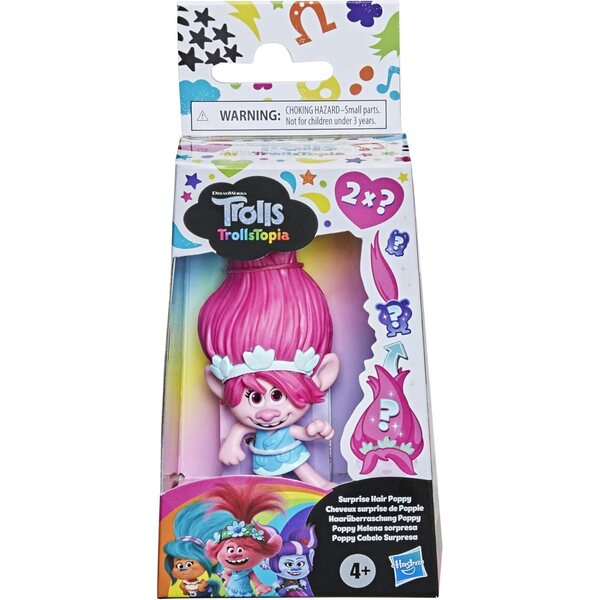 Hasbro Trolls Surprise Poppy Kleine Puppe mit zwei im Haar versteckten Kreaturen
