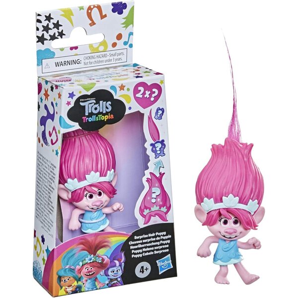 Hasbro Trolls Surprise Poppy Kleine Puppe mit zwei im Haar versteckten Kreaturen