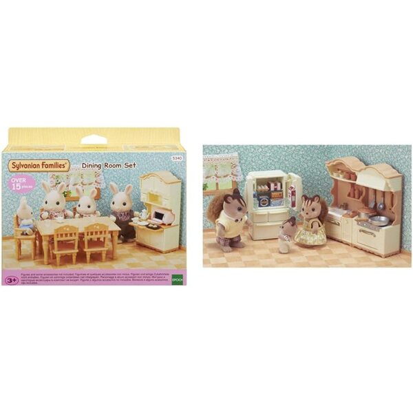 Sylvanian Families Küchen- und Esszimmerset – Puppenhauszubehör 8 cm
