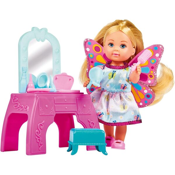Bambola Evi Love Beauty Fairy con tavolo da toeletta e 9 accessori, 12 cm