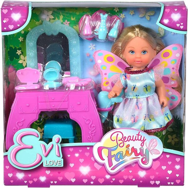 Bambola Evi Love Beauty Fairy con tavolo da toeletta e 9 accessori, 12 cm