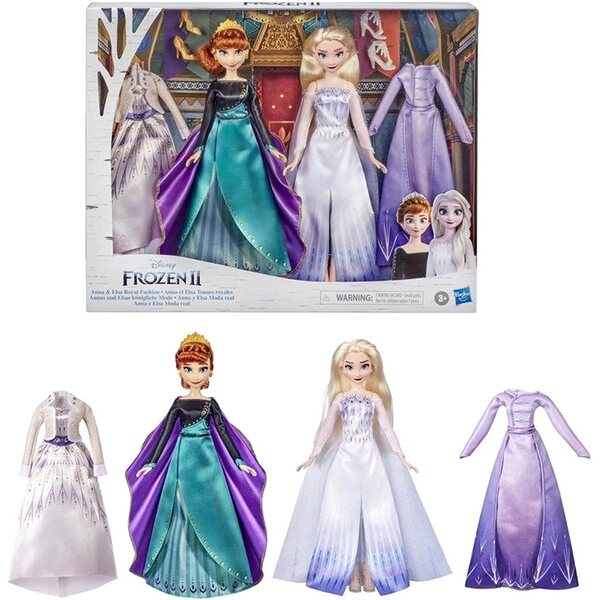Disney Frozen 2 Anna ed Elsa Royal Moda con Abiti e Accessori per Bambole dai 3+