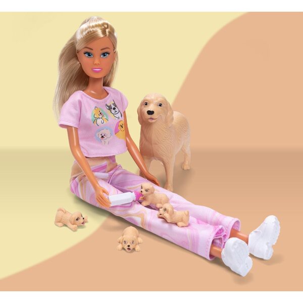 Simba Steffi Love Welcome Puppies – Puppe mit schwangerer Hündin und Welpen, inklusive Zubehör