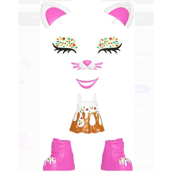 Mattel Lotta Look Sprinkle Kitty - Set 9 accessori plug & play per espressioni e moda