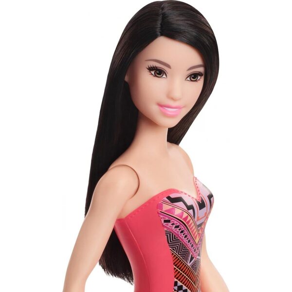 Barbie Bambola Mora con Costume da Bagno Rosa Grafica - Gioco Bambini 3+ Anni