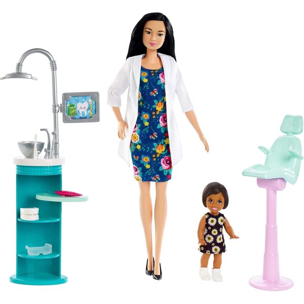 Barbie Dentist Careers mit Puppe, Stuhl und Zubehör für Rollenspiele
