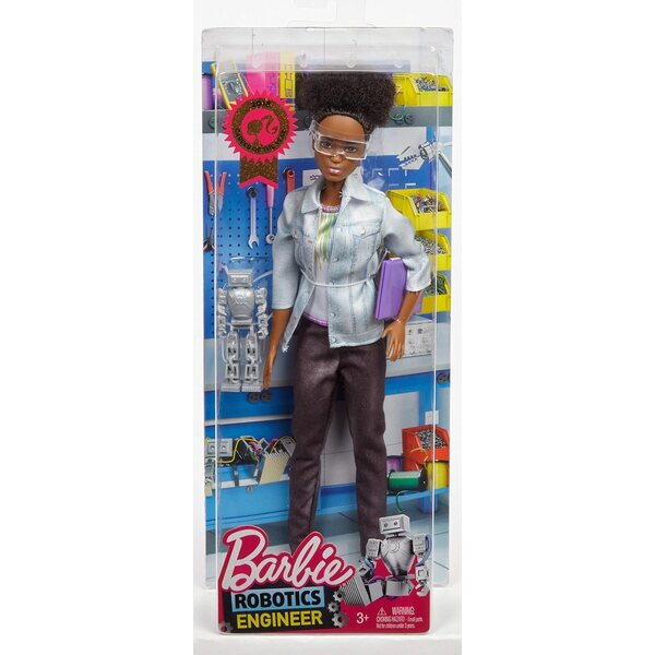 Barbie African American Robotic Engineer 16 cm mit Laptop und Spielzeugroboter