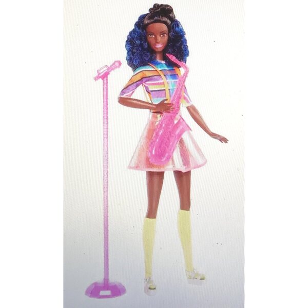 Barbie und die Rocker – 30,5 cm große Saxophonistenpuppe mit Mikrofon und Modeaccessoires