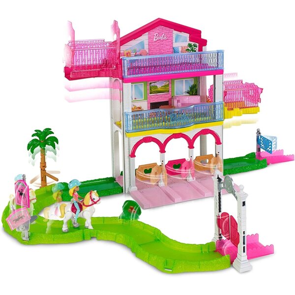 Barbie Cofanetto Centro Ippico con Pista Glitter e Cavallo Motorizzato