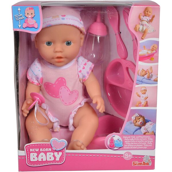 Simba New Born Baby 7-teiliges Babypflegeset, 30 cm Puppe