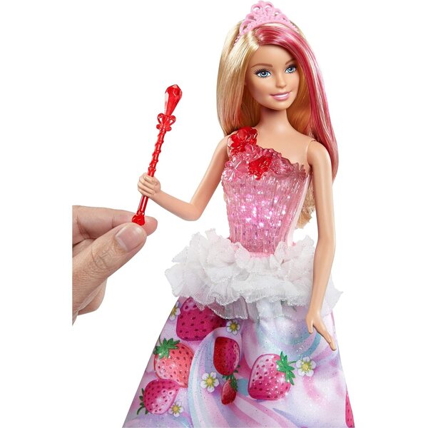 Barbie Principessa Regno delle Caramelle con luci e suoni e bacchetta magica