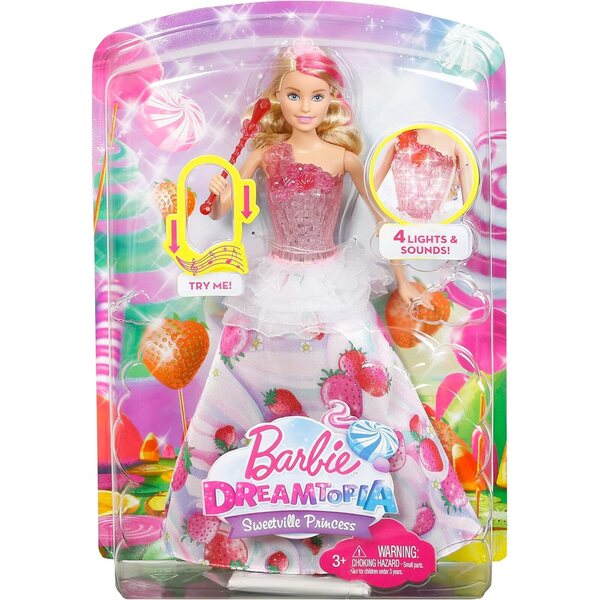 Barbie Principessa Regno delle Caramelle con luci e suoni e bacchetta magica