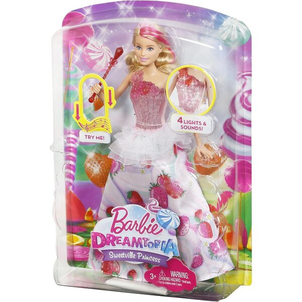 Barbie Principessa Regno delle Caramelle con luci e suoni e bacchetta magica