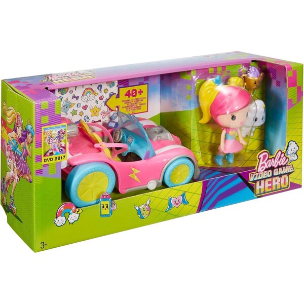 Barbie Heldin Pixel-Videospielset mit Fahrzeug und Puppe für 2D-Abenteuer