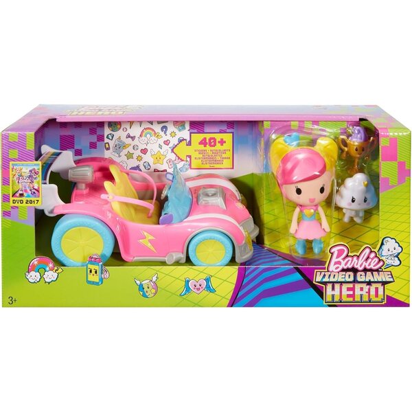 Barbie Heldin Pixel-Videospielset mit Fahrzeug und Puppe für 2D-Abenteuer