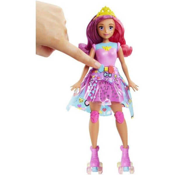 Barbie-Prinzessin aus dem Dating-Spiel mit hellem Rock und Rollschuhen