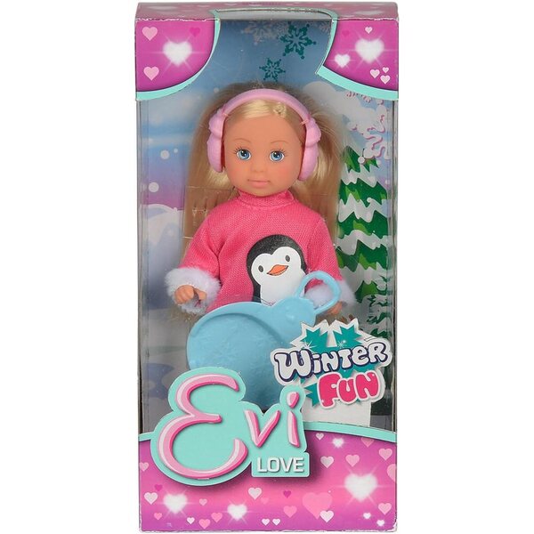 Evi Love Winter Fun - Bambola 12 cm in abbigliamento invernale con accessori
