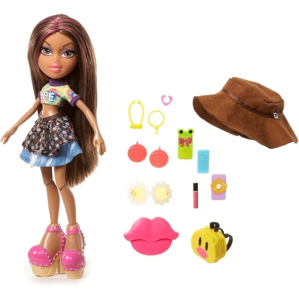 Bratz Yasmin Selfie Snaps Puppe mit 13 Accessoires und trendiger Kleidung für Kinder