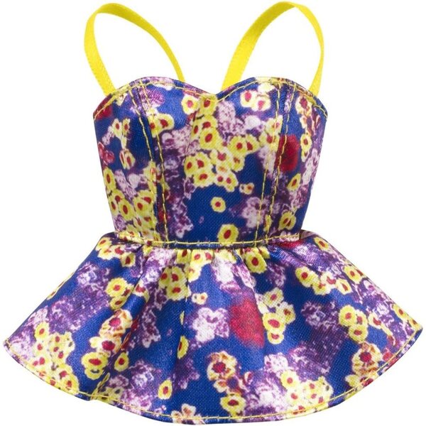 Abito Top per Barbie Blu a Fiori - Moda Bambola Trendy per Bambini 3+