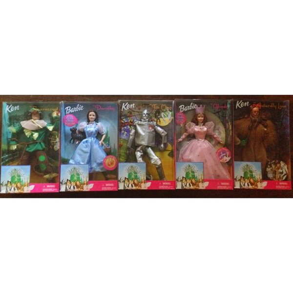 Barbie-Set „Zauberer von Oz“ – 8 Puppen Dorothy, Glinda, Blechmann, Vogelscheuche, Löwe und Munchkins
