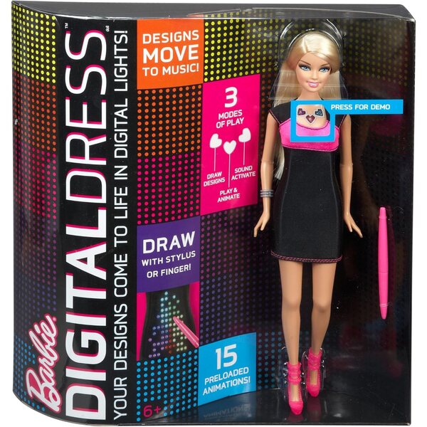Barbie Digital Dress Doll mit hellem Kleid und anpassbaren Animationen