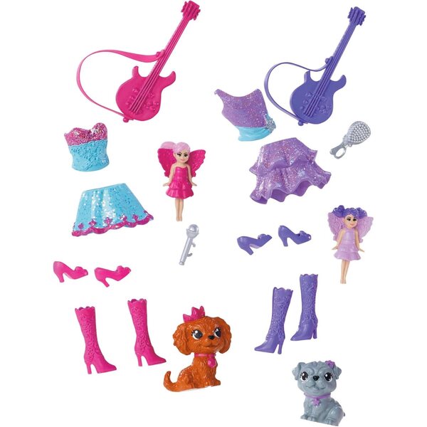 Barbie Die Prinzessin und der Popstar Mini-Puppen-Geschenkset mit Puppen, Zubehör und Schlafsack