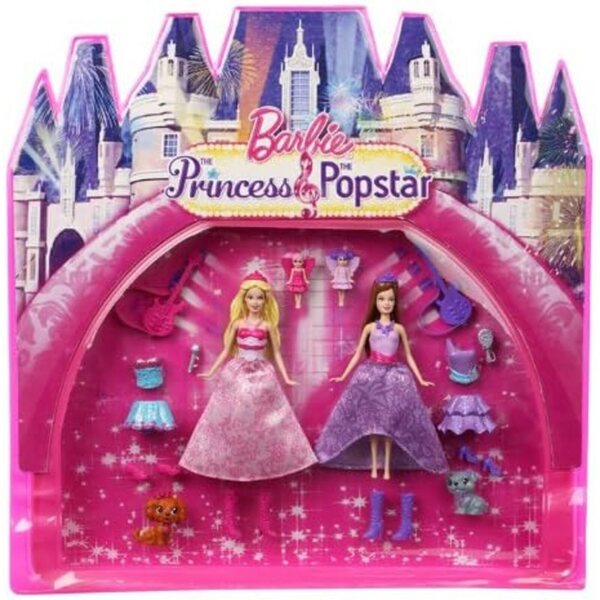 Barbie Die Prinzessin und der Popstar Mini-Puppen-Geschenkset mit Puppen, Zubehör und Schlafsack