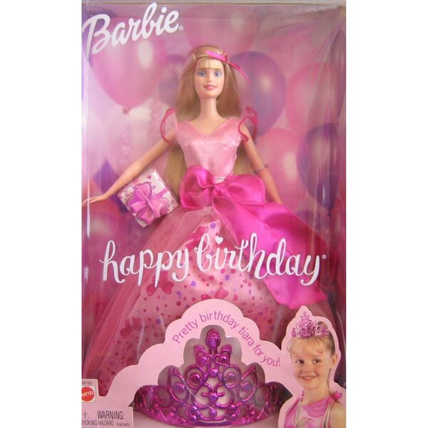Alles Gute zum Geburtstag Barbie mit rosa Tiara und funkelndem Kleid – Ausgabe 2002