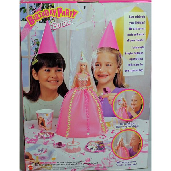 Barbie 1998 Geburtstagsparty mit Luftballons und wehender Kerze