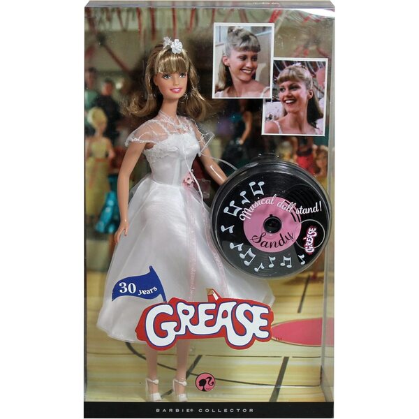 Barbie Pink Label Collector Sandy 30 cm Jubiläumsfett mit weißem Kleid und Accessoires