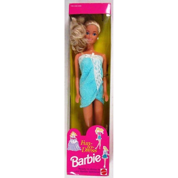 Barbie Fun to Dress 1992 - Asciugamano da bagno blu vintage da collezione