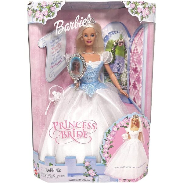 Barbie Prinzessin Braut Puppe 2001 mit Glitzerkleid und Originalzubehör