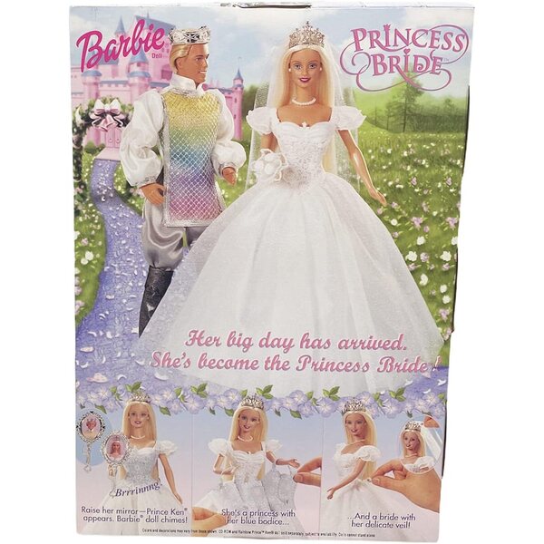 Barbie Prinzessin Braut Puppe 2001 mit Glitzerkleid und Originalzubehör