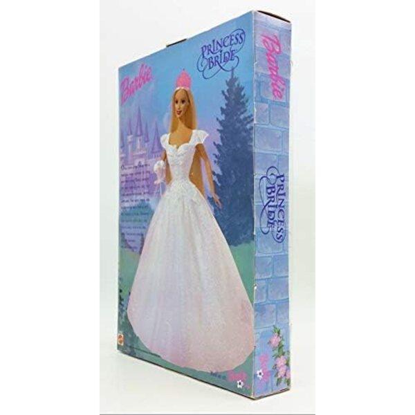 Barbie Prinzessin Braut Puppe 2001 mit Glitzerkleid und Originalzubehör