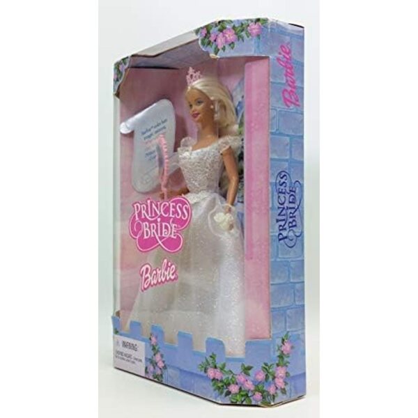 Barbie Prinzessin Braut Puppe 2001 mit Glitzerkleid und Originalzubehör