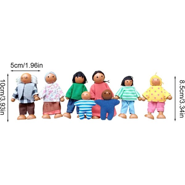 Mini Figure in legno per casa delle bambole - Set 8 pezzi per gioco creativo e ruolo