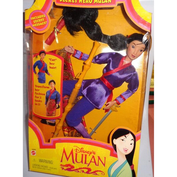 Bambola Disney Secret Hero Mulan Mattel 1997 Nuova in Scatola Originale